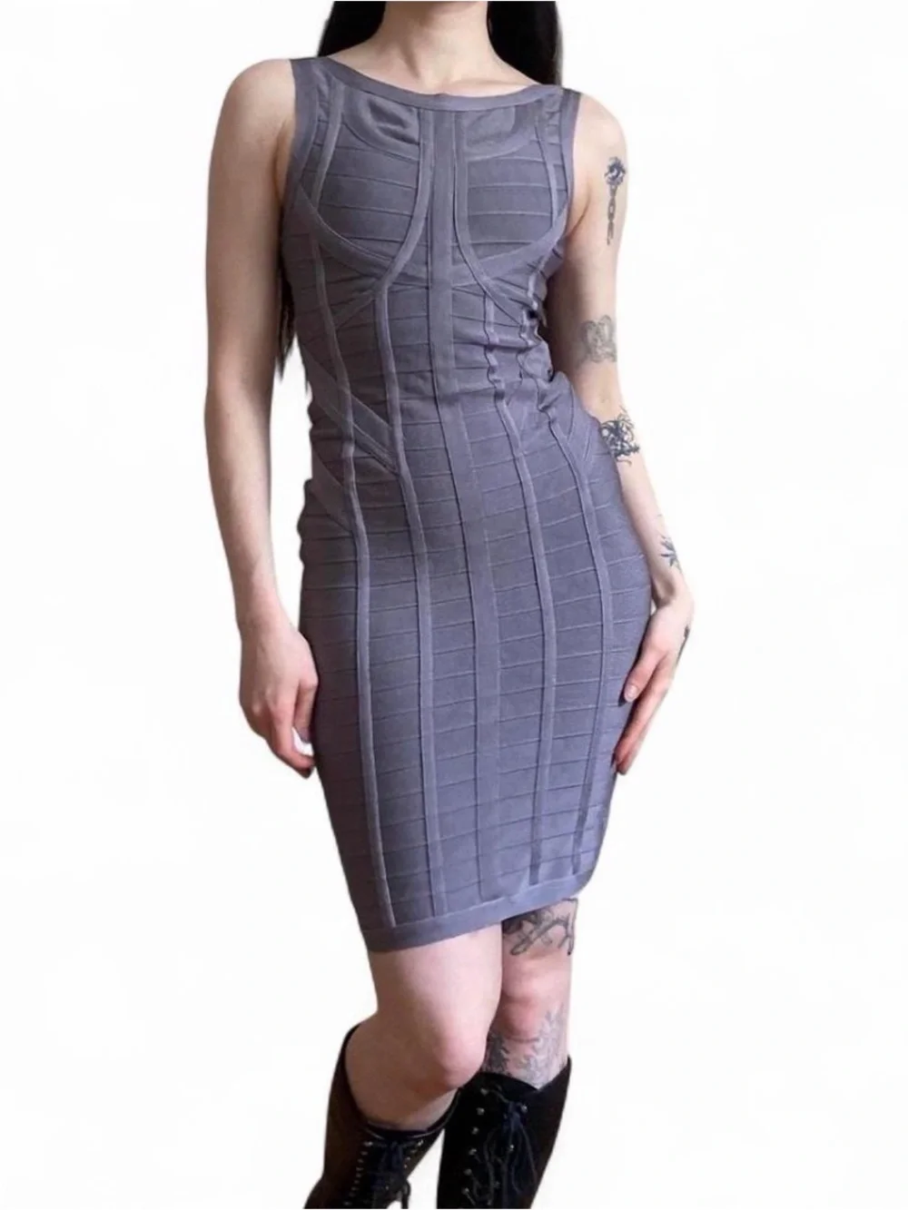 Grey Lavender Bandage Dress